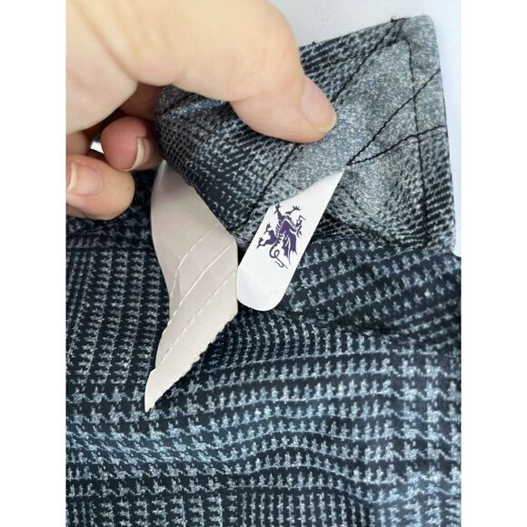 Lords of Harlech Gray Button Down Dress Shirt Mens Size Medium Glen Plaid - Picture 4 of 11